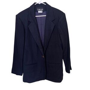 Navy Wool Blend Blazer 16  Sag Harbor aoffice Career Business